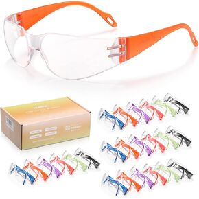 24 Pack Kids Safety Glasses in 6 Colors, UV Protection Eyewear for Children, Impact & Ballistic Resistant Protective Goggles with ANSI Z87+ Standards, for Science/Nurf Party/School/Landscaping