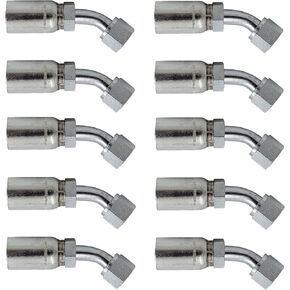 (10-Pack) 1/4" Hose x 1/4" JIC Female Swivel 45° Hydraulic Hose End Crimp Fitting | FJX45-04-04