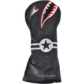 1PC Golf Club Driver Head Cover Shark Funny Cartoon Animal Pattern Synthetic Leather Headcover for Male/Female Golfers