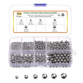 uxcell 620pcs G200 Precision Balls Assortment Kit 1/4" 3/16" 7/32" 5/32" 1/8" 3/32" 304 Stainless Steel Solid Bearing Balls
