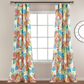 Lush Decor Layla Window Curtain Panel Pair, 84" L x 52" W, Orange & Blue