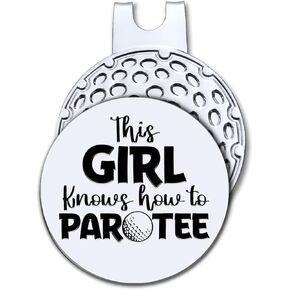This Girl Knows How to Par Tee Golf Ball Marker with Magnetic Hat Clip, Funny Golf Accessories and Golf Gifts for Women Her Wife Daughter, Birthday for Golfer Golf Lovers