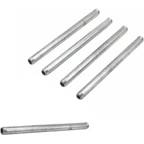 LONG TAO 1/2" x 12" Galvanized Steel Nipple Pipe Fitting Pre Cut Connectors Threaded Pipes Nipples Fittings Build Vintage DIY Furniture,5-Pack