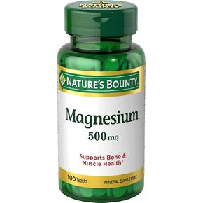 Nature's Bounty Magnesium, 500 mg Coated Tablets, Mineral Supplement, Supports Bone and Muscle Health, Gluten Free, Vegetarian, 100 Count (Pack of 3)