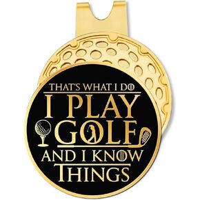 That's What I Do I Play Golf Black Gold Golf Ball Marker with Hat Clip, Funny Golf Accessories and Golf Gifts for Men Women Dad Grandpa, Birthday Gifts for Golf Fan Golfer Golf Lover