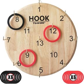 Hanging Hook Ring Toss Game for Kids Adults Indoor Outdoor Family Yard Games Wooden Darts Board Wall Game for Gaming Room Man Cave, Dorm, Home Party Fun