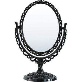 Retro Double Sided Tabletop Makeup Mirror, Oval Swivel Desktop Stand Mirror, 360 Degree Rotation Vintage Two-Sided Makeup Mirror (Double Sided Mirror-Nano White)