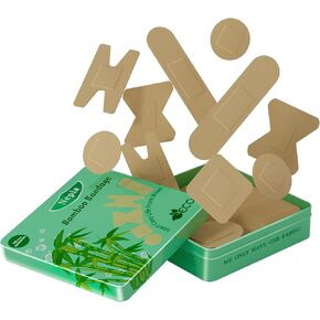 Nepia 100 PCS Tin Boxes Bamboo Bandages for Sensitive Skin, PFAS Free Bandage,Eco Friendly Bandage, Latex Free Bandages Family Pack, Compostable, Biodegradable, Sterile, Flexible & First Aid