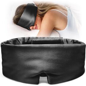 YFONG 22 Momme Mulberry Silk Sleep Mask for Women Men with Adjustable Velcro, Both Sides 100% Natural Silk Eye Mask, Large Size Sleep Blindfold for Total Blackout for Sleep, Travel & Nap (Pink)