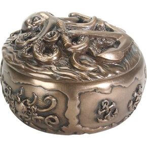 SUMMIT COLLECTION Kraken with Anchor Guardian Deep Sea Fantasy Bronze Colored Resin Trinket Box, 4 Inches
