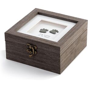 DEMDACO Sharon Nowlan Paw Prints On My Heart Grey 6 x 3 Composite Wood Decorative Keepsake Box