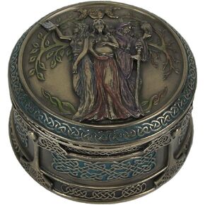 Veronese Design Celtc Triple Goddess Maiden Mother Crone Round Trinket Box