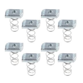8PCS Stainless Steel Spring Slot Nuts M8 x 6mm Galvanized Slot Nuts Steel Parts with Springs Spring Nut Channel Nut Suitable for Channels Inserts Silver Color