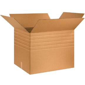 30" x 24" x 24" Heavy-Duty Multi-Depth Cardboard Shipping Boxes, BFMDHD302424, Pre-Scored, Single Wall Corrugated, Kraft (Pack of 10)