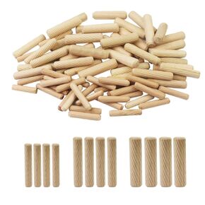 400pcs 1/4" 5/16" 3/8" L Fluted Wood Dowel Pins Beveled Ends Tapered for Easier Insertion Straight Grooved Pins for Furniture Door and Art Projects