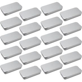 Geesatis Rectangular Metal Tin Slide Top Containers, Decorative Boxes Storage Organizer for Candies Jewelry Crafts, Nail, 10 Pcs, Silver, 3"x2"x0.6"