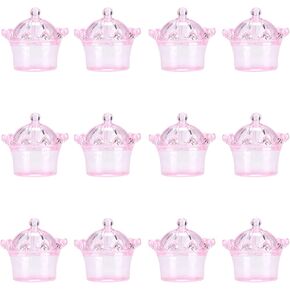 12 Pcs Candy Boxes, Transparent Crown Candy Box Plastic Fillable Storage Boxes for Candies Chocolates Dessert Gift Boxes for Wedding Birthday Party (Blue)