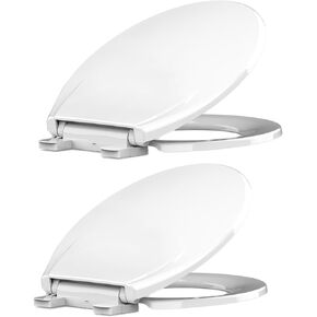Toilet Seat Round,Toilet Seat with Quick-Release And Quick-Attach, Plastic Toilet Seat with Soft Close, Easy Install and Clean - White