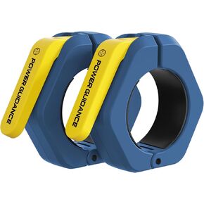 POWER GUIDANCE 2 inch Magnetic Barbell Collars Barbell Clips, Olympic Barbell Clamps,Weight Clamps Quick Release Barbell Collar for Workout Weightlifting,Olympic Lifts and Strength Training (Blue)