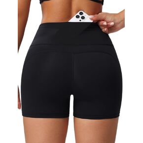 Yoga Biker Shorts with Pockets for Women,Spandex 3'' High Waisted Volleyball Workout Athletic Running Shorts