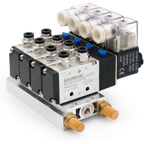 Baomain Solenoid Valve 4V210-08 AC 220V Single Head 2 Position 5 Way 4 Pneumatic valve with base muffler quick fittings set