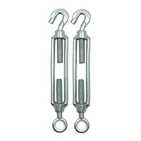 BRUFER TE-05 Galvanized Hook & Eye Turnbuckle (3/8" (M10) - 2 Pack)