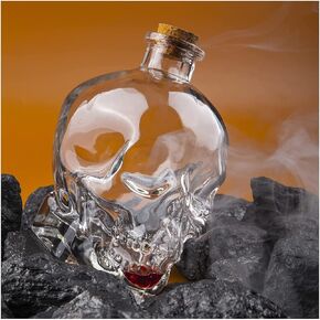 200ml Crystal Glass Skull Bottle,Halloween Skull Glass 200ml Potion Bottle