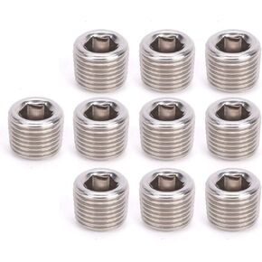Garosa 10pcs Pipe Plug Kit Fitting Hex Head Plug 304 Stainless Steel BSPP Male Thread Pipe Fitting Plug Head (3/8)