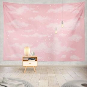 Lshtar Pink Sky Tapestry with White CloudDecor Sky Tapestry Cute Heaven Pink Sky Cotton Candy Cloud Beautiful Beauty Bright Day Bedroom Living Room Dorm Cute Heaven Pink 50 L X 60 W