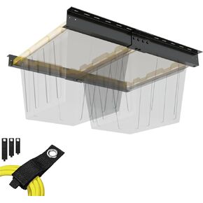 Overhead Garage Storage Rack for Tote Bins - Organization System for 3 Containers - Adjustable Ceiling Mount Rails - Supports Heavy-Duty 17/27 Gallon Bins - Alloy Steel (3 Sets) in Kuwait