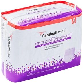 Cardinal Health™ Women's Protective Underwear, SURE CARE™ Super, Maximum Absorbency, White, Large, Case of 72
