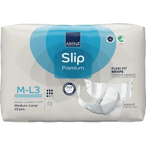 Abena Slip Flexi-Fit Premium Incontinence Briefs, Level 3, (Medium to Extra Large), Medium/Large, 23 Count