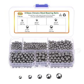 uxcell 750pcs G16 Precision Balls Assortment Kit 1/8" 5/32" 3/16" 7/32" 1/4" Chrome Steel Solid Bearing Balls
