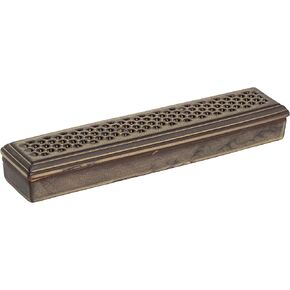 9.5" Rectangular Ceramic Incense Coffin Burner Box | Stick Rope Dhoop Cone Ash Catcher | Traditional Chinese Design Meditation (Green)