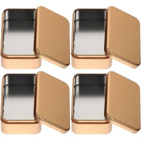 8PCS Empty Metal Tin Boxes with Lids, Small Tin Box Containers Rectangular Metal Tins with Lid for Treats, , Candle, Favors and Crafts Favor (Golden)