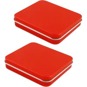 2Pcs Small Empty Decorative Boxes,3.5 * 3.1 * 0.6inch / 9 * 8 * 1.7cm Metal Container with Lid for Home or Travel Storage(Green)