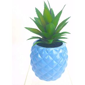 Golden Pineapple Ananas Potted Artificial Plant Faux Succulents Home Office Tabletop Decoration (Gold)