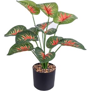 Artificial Potted Plants 15" Fake Plants Green Realistic Faux Plants for Home Office House Desk Shelf Living room Bathroom Kitchen Greenery Decoration GC001 (Color 13)