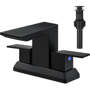 BESy حوض الحمام الأسود Facuet 4 بوصة صنبور الحمام المركزي مع استنزاف المنبثقة ماتي صنبور الحمام الأسود 2 مقابض 3 فتحات مع خراطيم إمدادات cuPC، شنت سطح السفينة in Kuwait