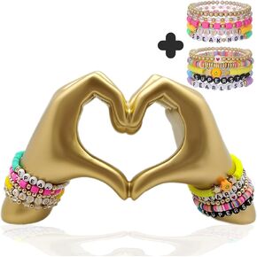 ENNAS Gold Heart Hands Sculpture - 5.9" Taylor Love Finger Gesture Statue - Elegant Abstract Art for Home Wedding Decor Artistic Love Expression(with Bracelet)