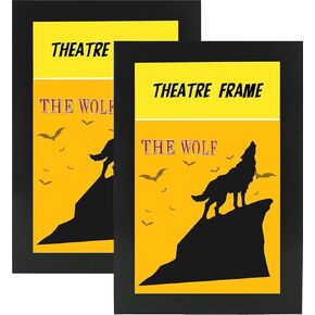 4 Packs,Theatre bill Frame with Real Glass,Black Theatre Frame,Holds 5.5x8.5 inch Media with Installed Hanger and Easel (4, Black Frame)