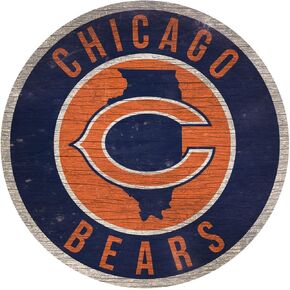 Fan Creations Chicago Bears Wood Sign 12 Inch Round State Design