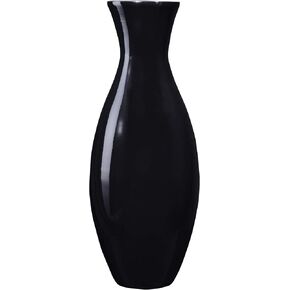 Handcrafted Sustainable Bamboo Vase - Decorative 20-Inch-Tall Teardrop Floor Vase for Silk Plants, Flowers, and Filler Decor by Villacera (Black)