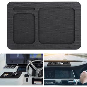 Boat Dash Pad, EVA Foam Boat Dash Holder, Center Console Boat Accessory, 2 Compartment Cell Phone Boat Dashboard Organizer Adhesive Back for Sea Marine Fishing Boating Deck Tool, 15×10In (Black)