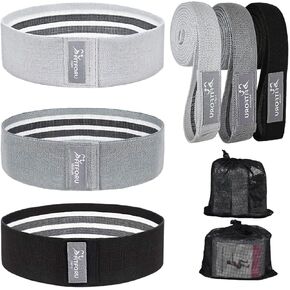 Long and Short Fabric Portable Bands for Home Fitness, Physical Therapy, Pilates, Workout, Stretching. FITFORU 6 Resistance Bands Set.Fitness Workout Bands for Men and Women.