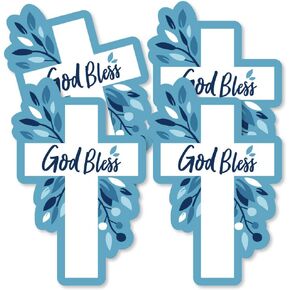Big Dot of Happiness Blue Elegant Cross - Decorations DIY Boy Religious Party Essentials - Set of 20