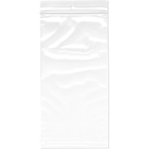 Plymor 4" x 8" (Pack of 100), 2 Mil with Hang-Hole Zipper Reclosable Plastic Bags