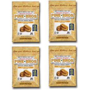 Pine Bros. Softish Throat Drops Value Size Honey - 30 Drops (Pack of 4)