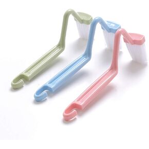 Mziart 8" V Type Plastic Curved Toilet Brush Cleaning Toilet Corner Rim (Blue, Green, Red, Pack of 2)