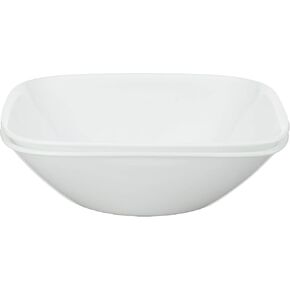 وعاء تقديم Corelle Vitrelle بسعة 1 كيو تي، وعاء تقديم كبير، زجاج ثلاثي الطبقات، مقاوم للتشققات والرقائق، صواني تقديم مربعة، 7.75 بوصة عرض × 2.25 بوصة ارتفاع (مجموعة من 2) أبيض